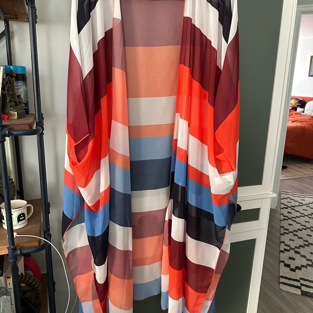 Striped Multicolor sheer coverup